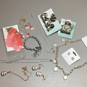(Bundle # 5) Mixed Fashion Jewelry/Hair Lot - Gold, Silver, Pink, Blue